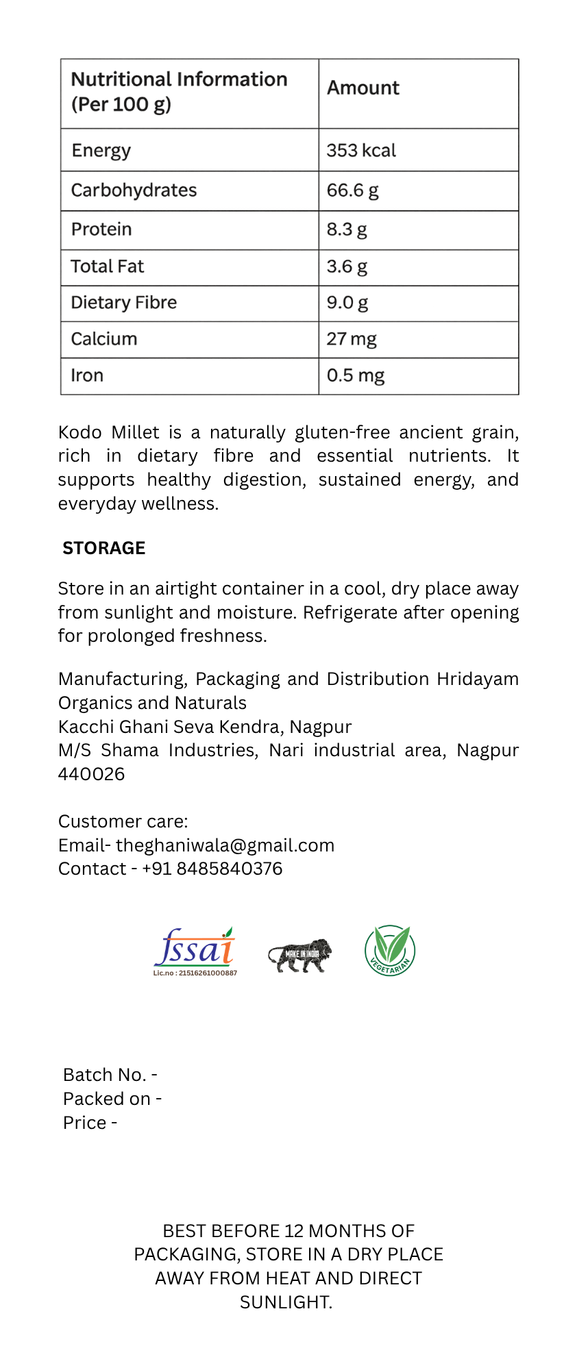 Organic Kodo Millet